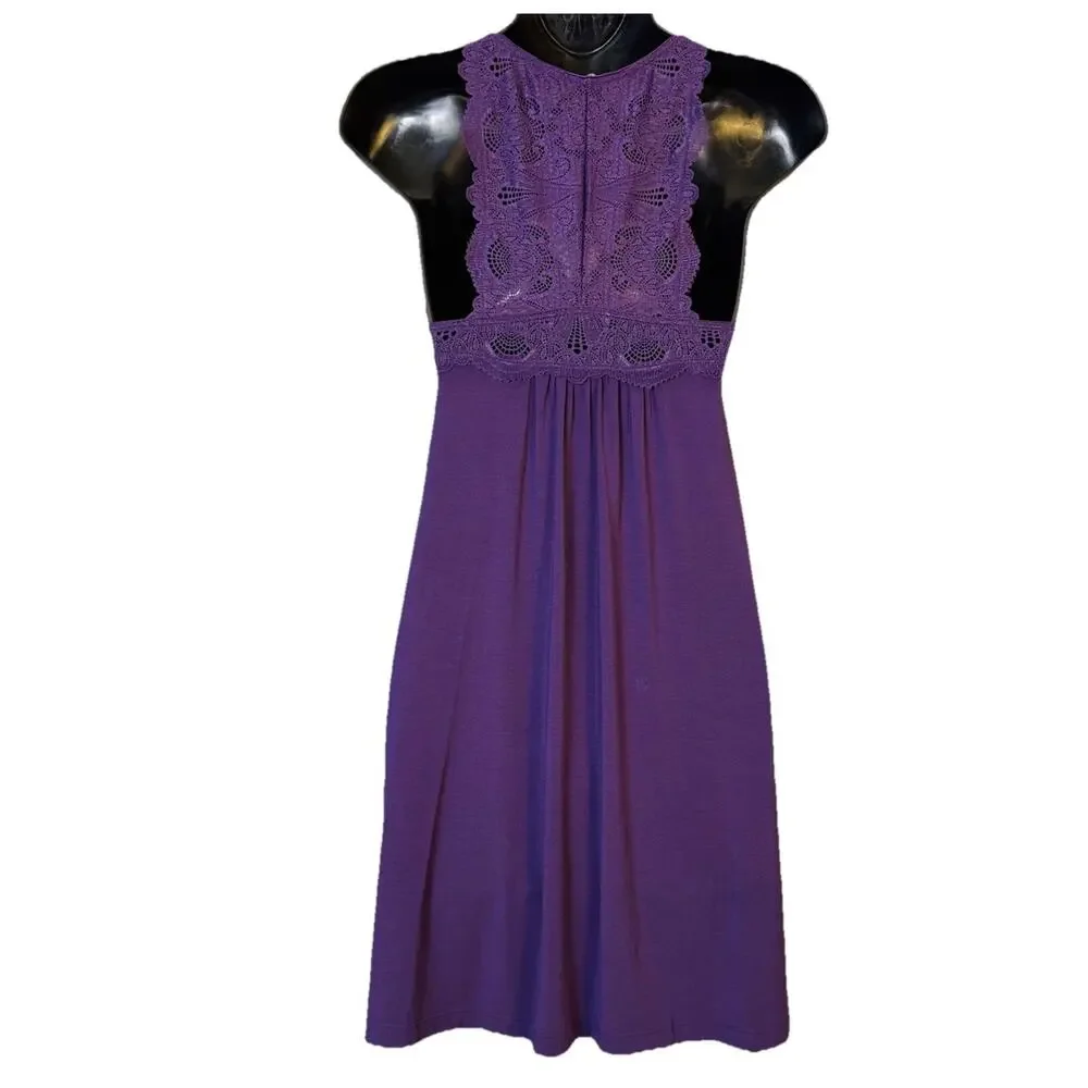 NEW Fleur't Belle Epoque SM Lace Back Stretch Dress Chemise Pinot Purple‎ Fairy
